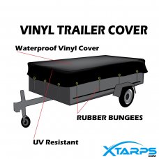 Xtarps -  12 x 20 - Gray Color 18oz Heavy Duty WaterProof Vinyl Trailer Tarp with 10 pcs 9" Rubber Bungee